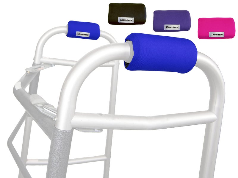 Crutcheze Walker Padded Hand Grip Covers Premium Designed in USA Moisture Wicking Comfort Fashion Washable Walker Handle Cushion Mobility Aid Accessories Blue